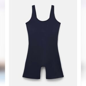 Girlfriend Collective Womens Skyline Bike Unitard In Navy Size Medium